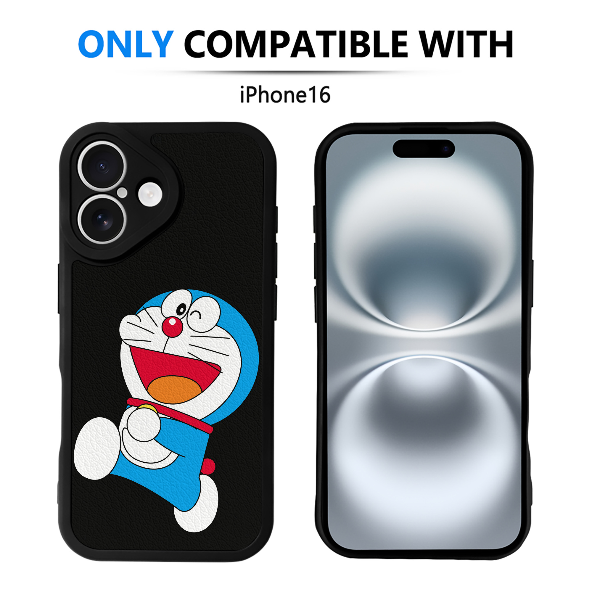（画像用） ドラえもん Doraemon 【iPhone 16シリーズ対応】シリコンスマホケース（レザー調） 材質：シリコン